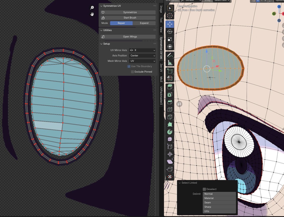MVjagaimo's tweet photo. How to make your anime models look "clean" and high quality even when close up: 

One technique I use is using dedicated topology and UVs to cleanly delineate the outline for places like eyebrows and lip lines! https://t.co/ca5ODiSvcH