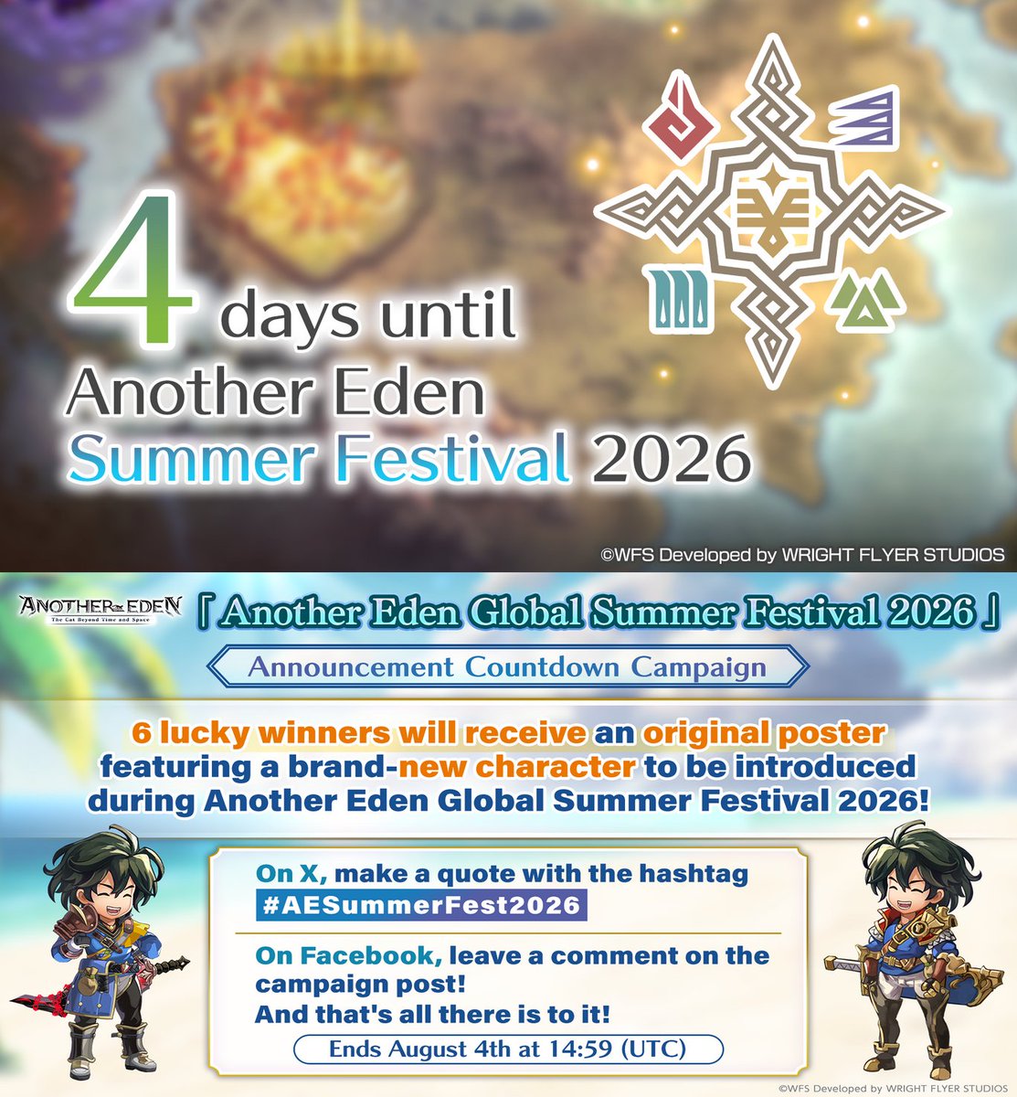 AnotherEdenRPG's tweet photo. /
4 Days Until the Stream!
\
We're revealing the era Apocrypha "The Ghosts of Hope" Part 3 is set in!
💬 What are you most looking forward to about this new Apocrypha part? Quote with what has you the most hyped!
6 lucky winners will be selected from posts with the #AESummerFest as well as the quotes to receive a special poster!
▼Participation Rules
https://t.co/wTQB8GkUmc
▼YouTube
https://t.co/F1OLfh59UR
#AnotherEden