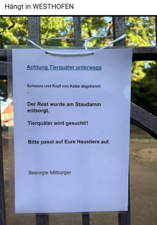 yolandaschultes's tweet photo. ACHTUNG TIERQUÄLER IN WESTHOFEN
Bitte teilen! Kopie https://t.co/VBRfhH7jOa