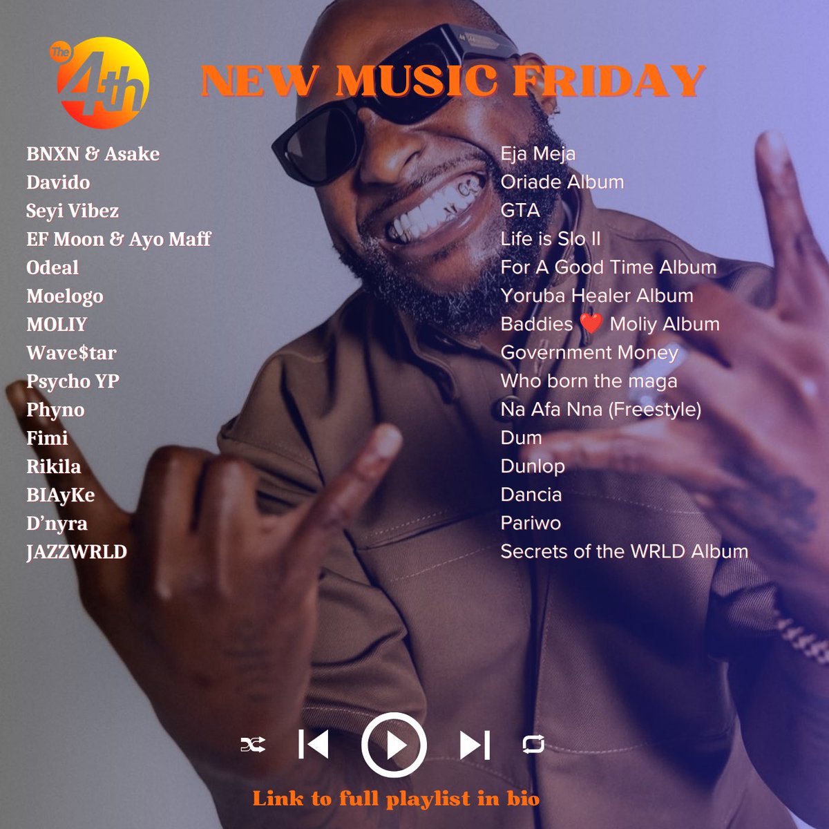 The4thent_'s tweet photo. It’s #NewMusicFriday! 😁
Get ready to explore all the hottest new tracks that just dropped today.
Cover📸: @davido
Check to the link in my bio https://t.co/J87OauGFGT to discover a playlist of all the freshest tunes!
#NMF #NewMusicDiscovery https://t.co/qQfcom3CZT