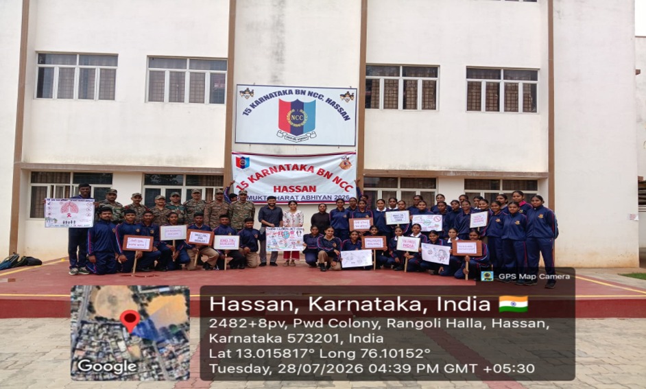 Dte_kargo's tweet photo. As part of the nationwide #TBMuktBharatAbhiyan, 15 Karnataka Battalion, NCC Group Mysuru, collaborated with the District TB Officers of Hassan and Chikkamagaluru to conduct TB awareness lectures at various colleges across both districts. The initiative witnessed the active participation of NCC cadets and PI Staff, promoting awareness on TB prevention, early diagnosis, and treatment, and reaffirming our collective commitment towards a TB-Mukt Bharat. 🇮🇳

#TBMuktBharat #NCC #MyBharat