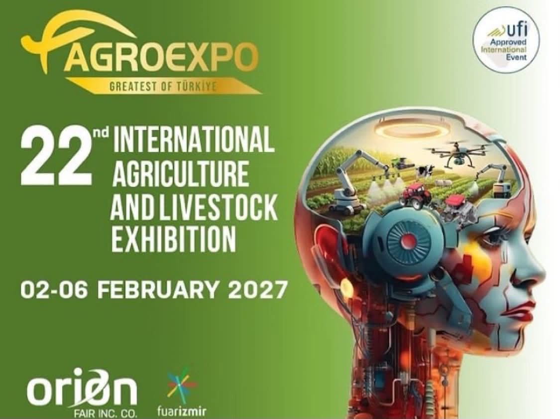 TC_KomratBK's tweet photo. Türkiye'nin en büyük, Avrupa'nın ise en büyük dört tarım ve hayvancılık fuarından biri olan AGROEXPO, 2-6 Şubat 2027 tarihleri arasında İzmir'de 22. kez dünya ve Türkiye tarım sektörünü bir araya getirecektir.  

Detaylı bilgi için:  https://t.co/TLf2be6zEm https://t.co/KUEF93Xq72