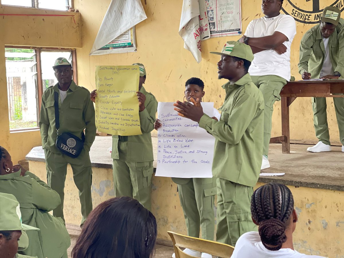 Akinwandewis's tweet photo. Yesterday, I had the opportunity to speak to fellow NYSC members about the Sustainable Development Goals (SDGs).
Real change starts with informed people and small, consistent actions.
Grateful for the opportunity to share and inspire.
#NYSC #SDGs #SustainableDevelopment https://t.co/v0Rh9Y8igh