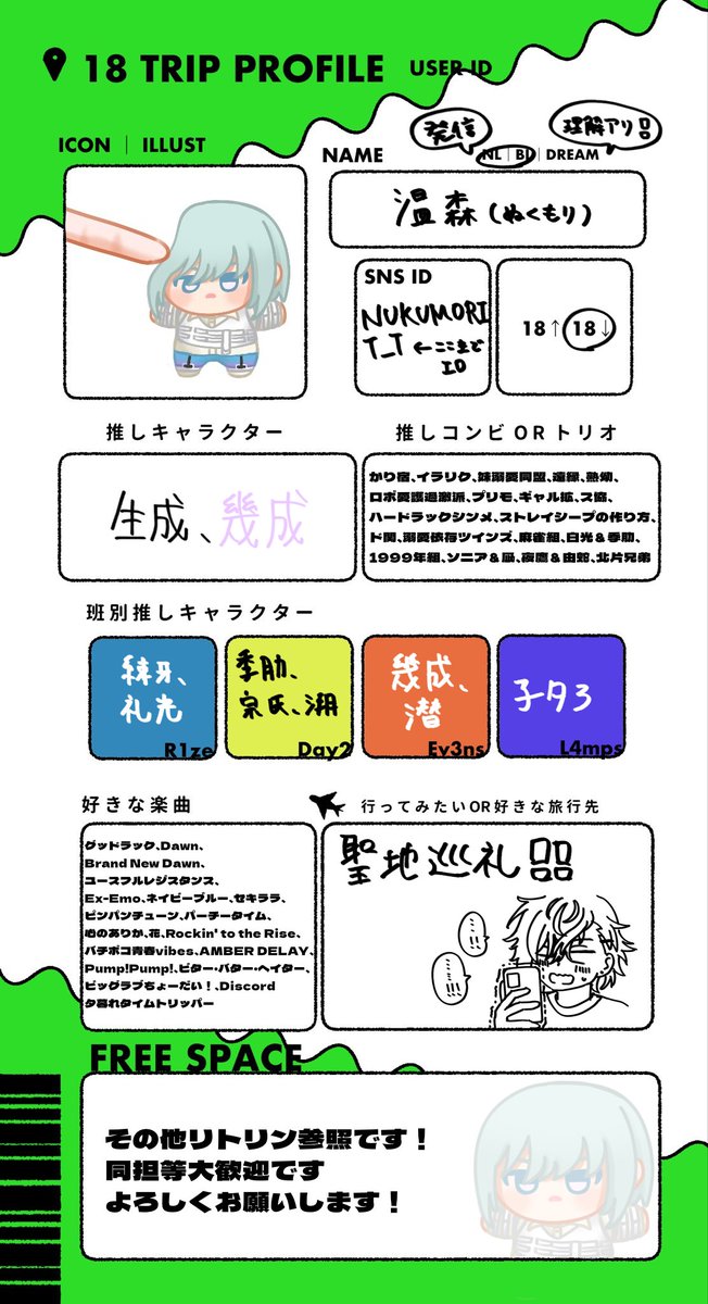 NUKUMORIT_T's tweet photo. 絵を描く���が好きな🍰最推しアカウントです！よろしくお願いします🎶
❤️♻️全反応巡回後、気になった方お迎えさせて頂きます🏃💨

【🔗リトリン→https://t.co/hK2QN9z2tj】

#エイトリ絵描きさんと繋がりたい
(素敵なテンプレートお借りしました！) https://t.co/wyHWfoaPpA