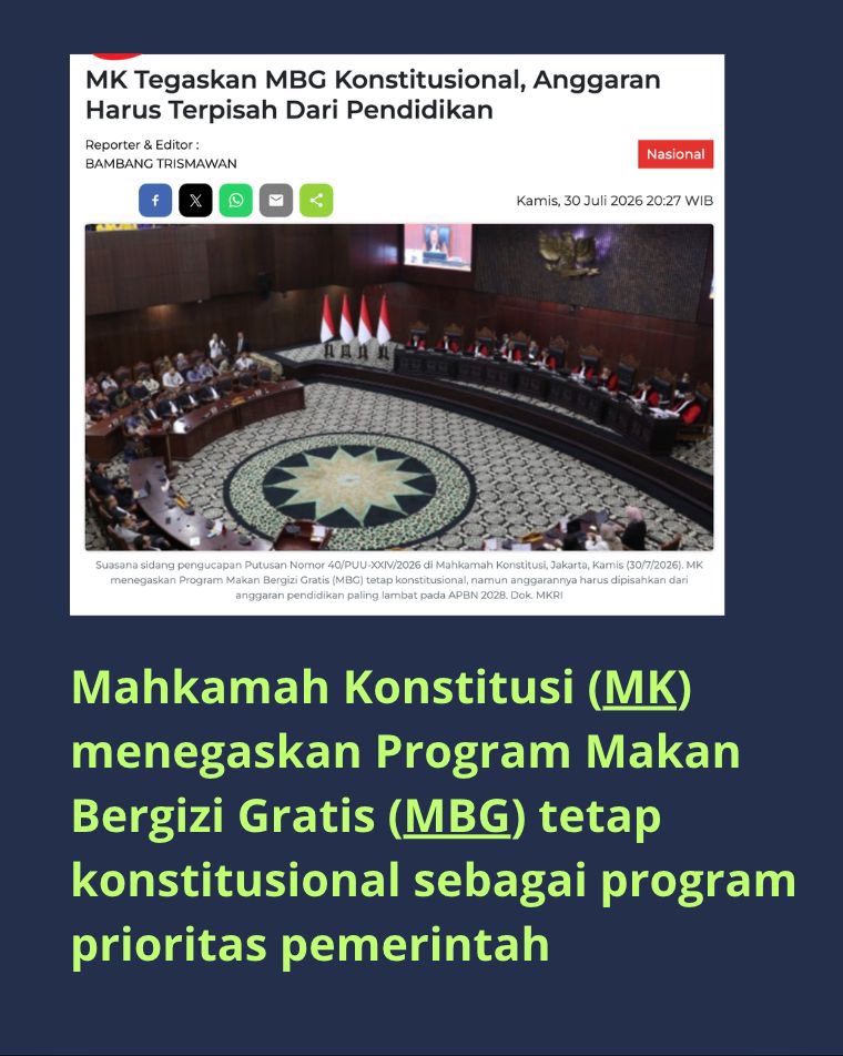 kudila_'s tweet photo. mbg akan tetap berjalan secara konstitusional, maka dari itu BGN Bersih Bersih agar mbg dapat berjalan dengan baik 
#MBGTetapKonstitusional https://t.co/RVd67M9MVF