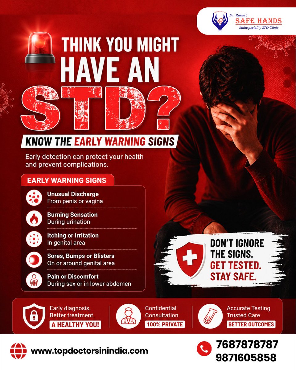 Dr_vinod_Raina's tweet photo. 🚨 Think You Might Have an STD? Don't Ignore the Early Warning Signs.

#StaySafe #GetTested #STDawareness #STIAwareness https://t.co/iOKEtLhS1O