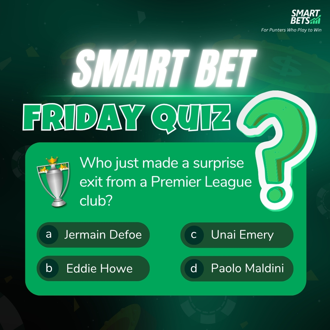 SmartBetsZA's tweet photo. 🧠⚽ FRIDAY QUIZ TIME! 👀🔥

Did you catch this week's surprise headline? 😲📰

Who just announced his departure from a Premier League club? 🤔⚽

💸 Get today's quiz right and you could win an R50 voucher!

💬 Drop your answer below ⬇️

#ForPuntersWhoPlayToWin #VoucherGiveaway #FridayQuiz