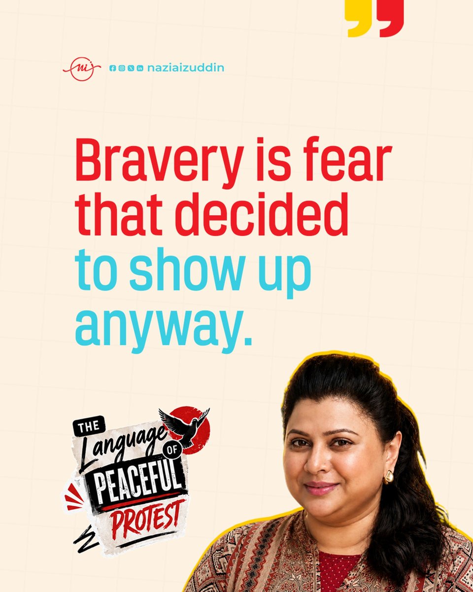 naziaizuddin's tweet photo. Nobody who has ever stood up to power was unafraid. They were simply more committed to what was right than to their own comfort.
#Bravery #Fearless #IndiaSpeaks #NaziaIzuddin https://t.co/0CIRmbx4HQ