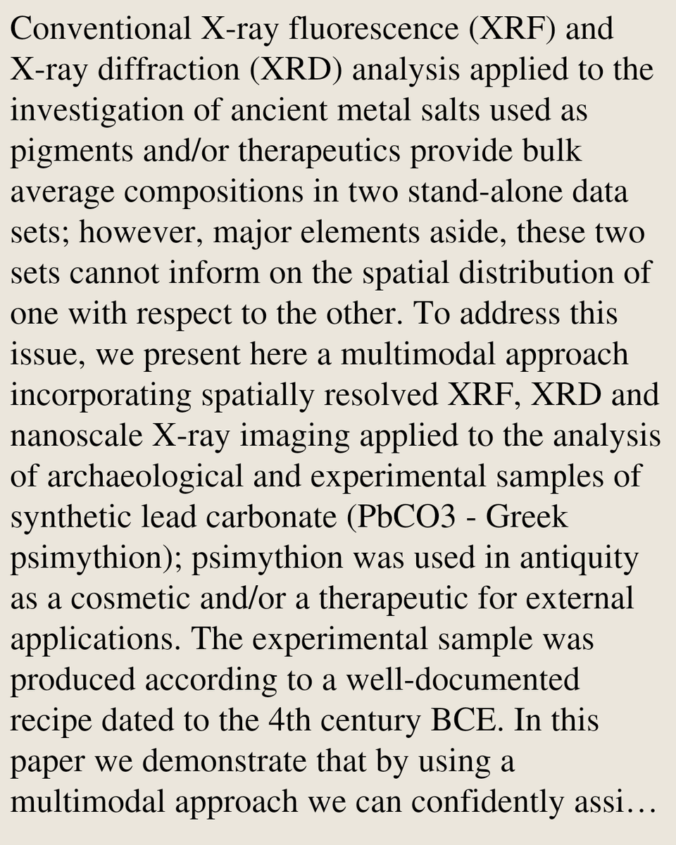CWHN's tweet photo. Matching Trace Element Distribution to Mineralogical Phases in Ancient Biotechnology-Derived Metallic Salts: a Multimodal Analysis

Sumera Rehman, Spyridon Panagiotopoulos, Georgios E Christidis, Athena Athanassiadou, …
https://t.co/DAQAyEKIrM [𝚙𝚑𝚢𝚜𝚒𝚌𝚜.𝚊𝚙𝚙-𝚙𝚑] https://t.co/Mb6PURlQb8