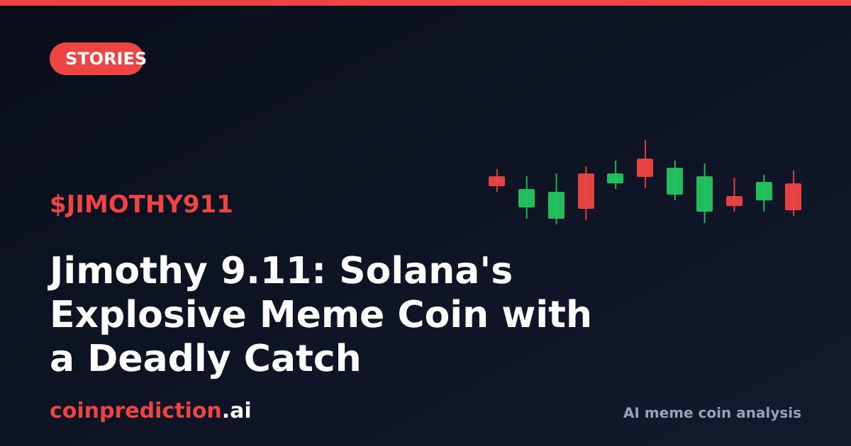 aipredicti0n's tweet photo. Jimothy 9.11: Solana's Explosive Meme Coin with a Deadly Catch

Jimothy 9.11, a Solana meme coin, just saw an unbelievable 8561.0% price i…

👉 https://t.co/TjLNzP6gFd
#MemeCoins #Crypto $Jimothy911 https://t.co/vcgcGBOH2k