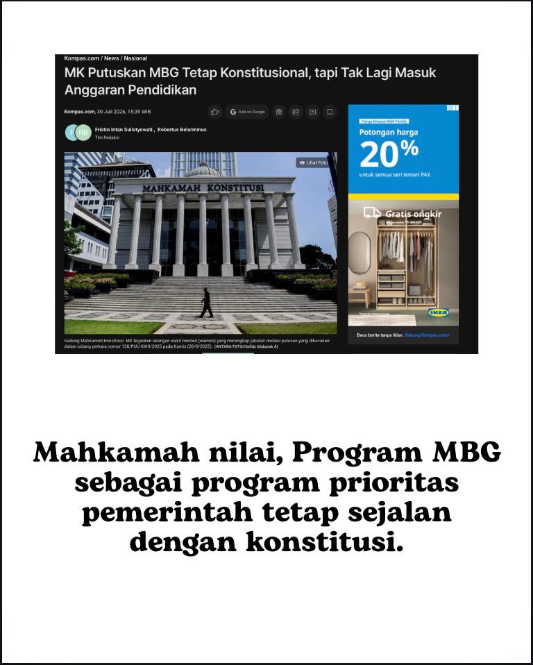 AhmadSumantoo's tweet photo. mahkamah nilai, program makn bergizi gratis sebagai program prioritas pemerintah tetap sejalan dengan konstitusi, BGN Bersih Bersih #MBGTetapKonstitusional https://t.co/u56qejrTTu