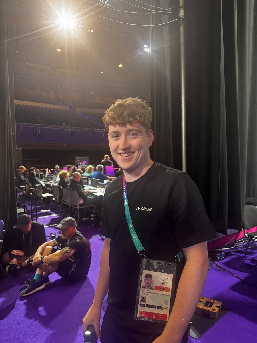 UniWestScotland's tweet photo. Huge shoutout to the UWS students and graduates working hard behind the scenes at the @Glasgow_2026 Commonwealth Games! 📺🌍 From TV production to live event hosting, they are gaining incredible industry experience. We couldn't be prouder! 👏 #Glasgow2026 #UWS https://t.co/cA0eu5wvb6