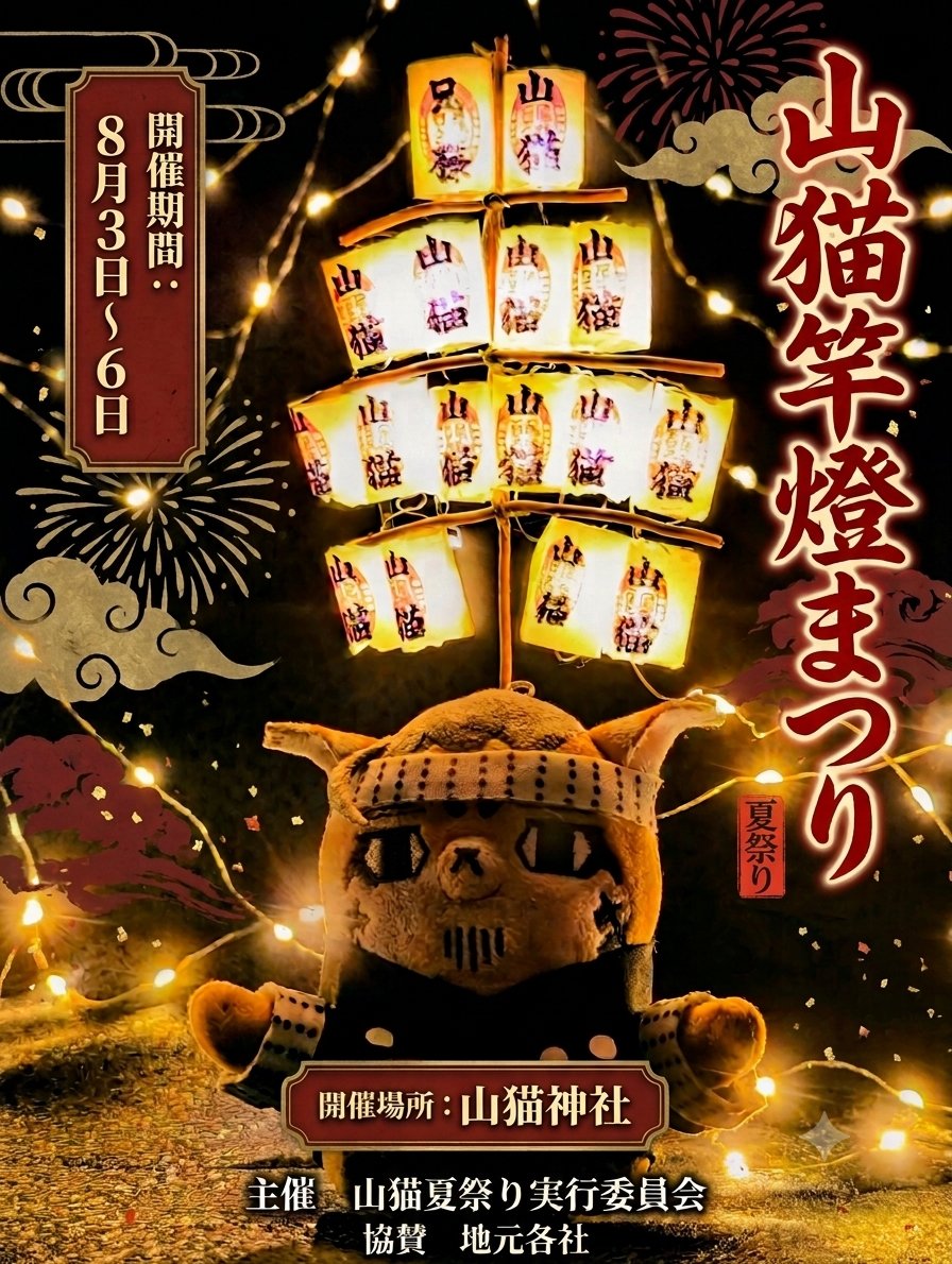 G8iMf's tweet photo. えーあいにポスター風に加工してもらったらクオリティ高い(笑)

※架空のお祭りです

＃フォゼ尾といっしょ https://t.co/mmUt1aX5uC