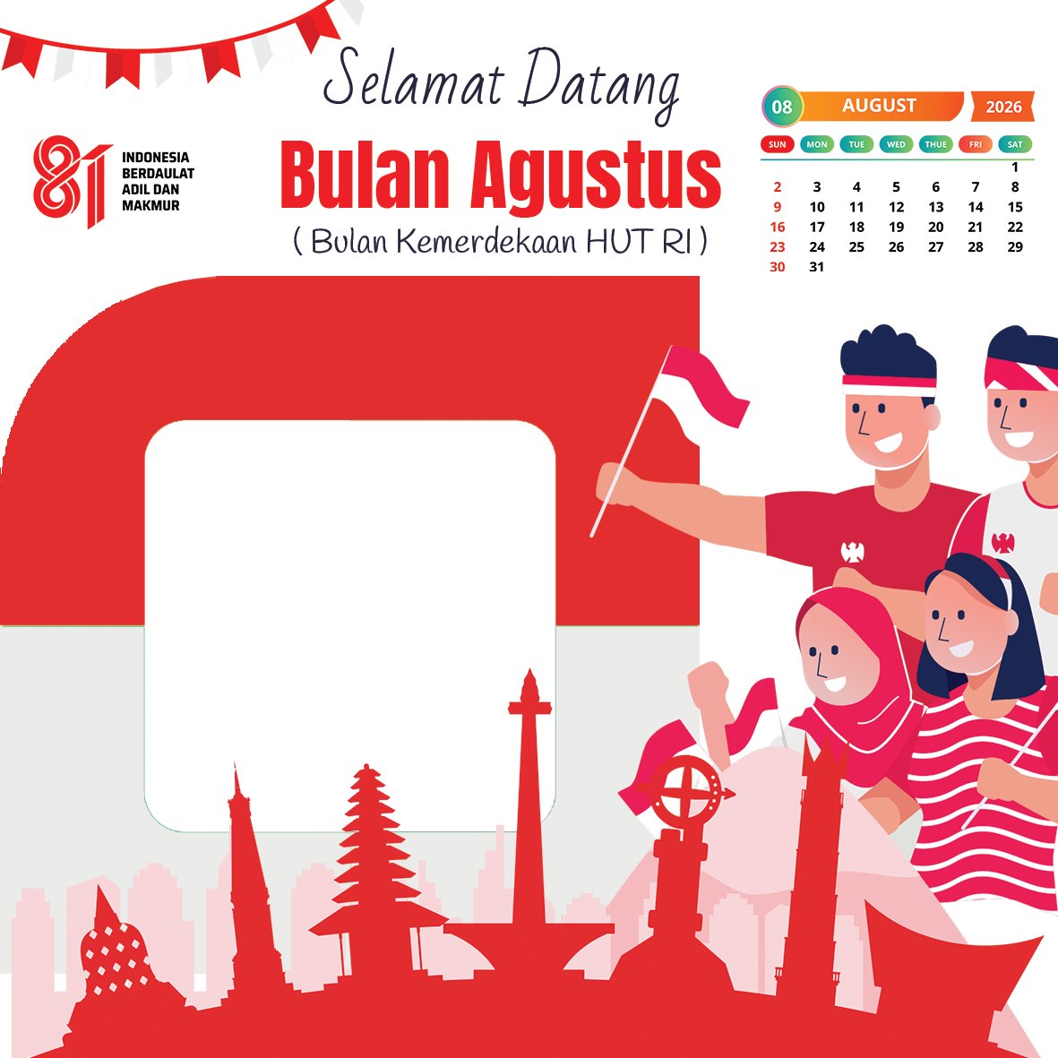 reviewtechid's tweet photo. Twibbon Ucapan Selamat Datang Bulan Agustus 2026  🇮🇩🎉 https://t.co/JAw4Oet0VM

#Agustus #August #HUTRI81 #HUTRI #HUTRI2026 #DirgahayuIndonesia #17Agustus #HUTRI https://t.co/4Izsz4PIdT