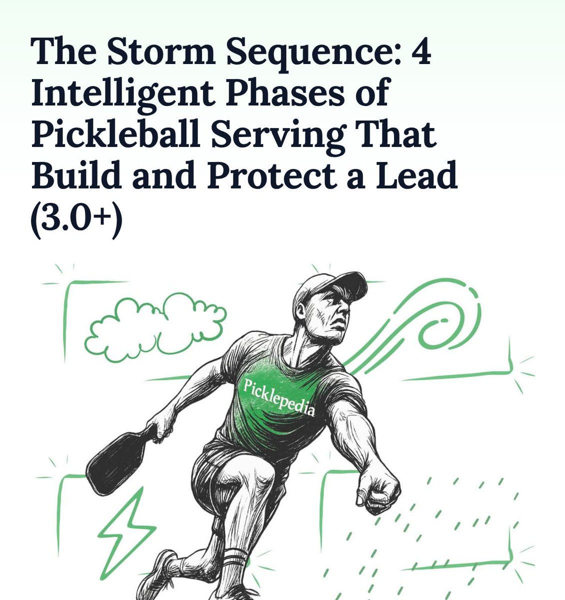 thepicklepedia's tweet photo. You’re up 8–7 in a tight game. The rally before was messy, your pulse is still high, and you can feel your opponent pushing harder on every return. One mistake here, and that small lead evaporates.

Most players react to this moment by swinging harder or changing everything about their serve — trying to force a breakthrough. But the players who consistently win at the intermediate level know something different: it’s not about power, it’s about momentum management .

The Storm Sequence is a four-phase serving framework designed for players who already have solid technique but want to serve with purpose, not impulse. It helps you understand when to stay safe, when to adjust, and when to apply pressure — turning a one-point edge into a stretch of confident, high-percentage points.

In pickleball , the serve is the only shot you control entirely — yet most players treat every serve the same, regardless of score or situation. The Storm Sequence fixes that. It teaches you to read the scoreboard, recognize momentum shifts, and use your serve to guide the rhythm of the match.

You don’t start by blasting aces. You build a foundation first....

⬇️Read the full article 
https://t.co/fwJ5DkBMyh
#pickleball