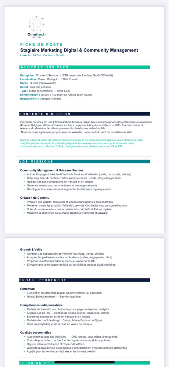 sudo_su_'s tweet photo. #Urgennnnnnnnnt
Nous recrutons un(e) Stagiaire Marketing Digital &amp; Community Management !

Dans le cadre du renforcement de notre équipe, une présence féminine est particulièrement appréciée pour ce stage.

Envoyez-nous un DM pour recevoir la fiche de poste complète. https://t.co/vGE6pSaql6