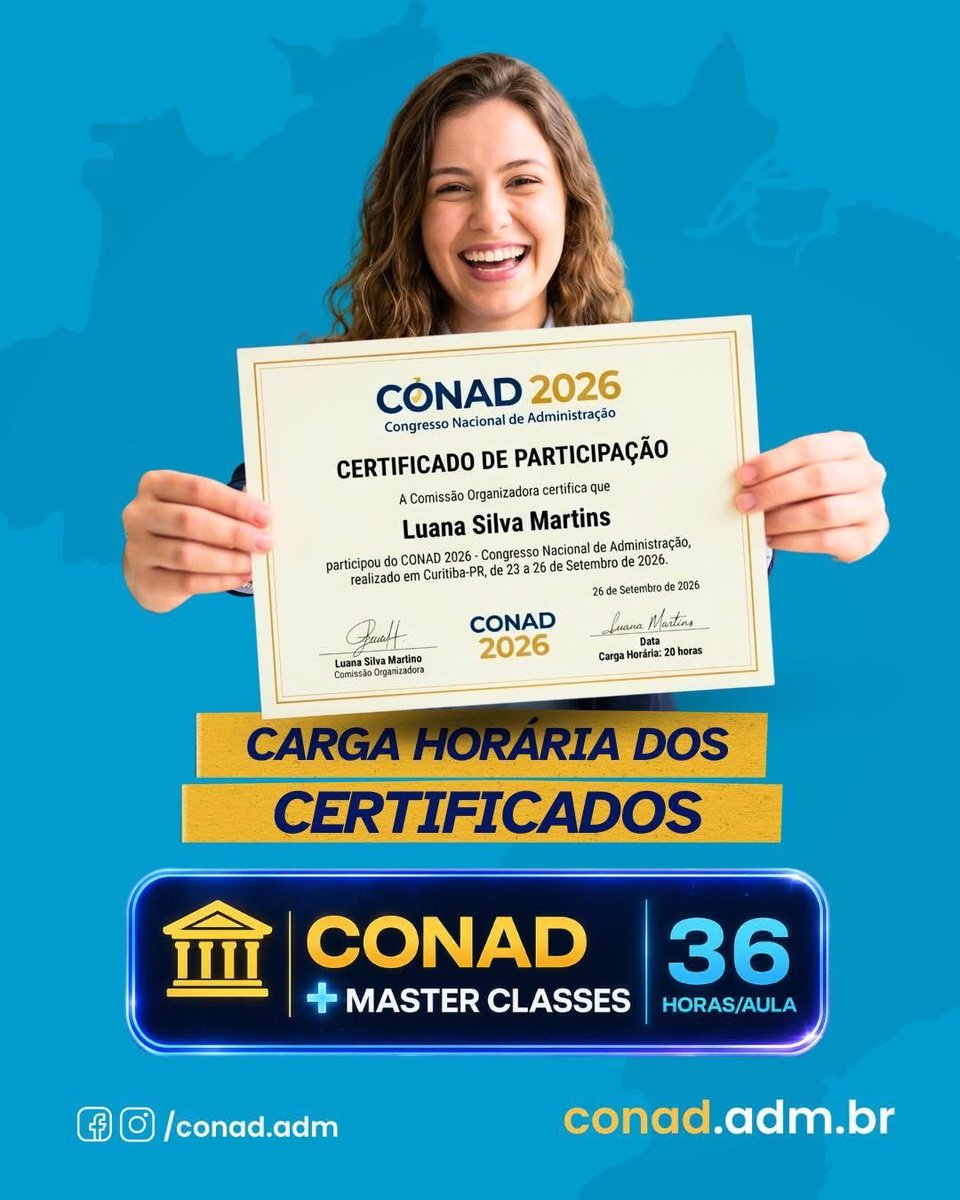 SamuelAlbernaz's tweet photo. 📚 Participar do CONAD 2026 é transformar conhecimento em diferencial para a sua carreira. 🚀

Além da experiência de viver o maior congresso de Administração das Américas, você ainda garante:

✅ Certificado oficial
✅ Networking com profissionais e estudantes de todo o Brasil https://t.co/57DQzQQBU7