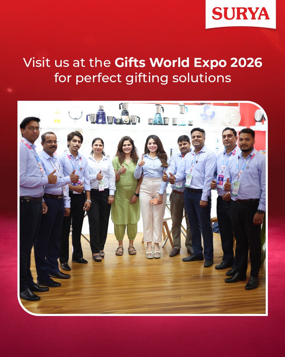 surya_roshni's tweet photo. Highlights from Day 1 at Gifts World Expo 2026, showcasing gifting options designed for different occasions, needs and celebrations.

Visit Hall 5, Booth 5G75, Bharat Mandapam, New Delhi, till 1st August 2026.

#GiftsWorldExpo2026 #GiftExpo #CorporateGifting #EventHighlights https://t.co/Ne2eDpiDwf