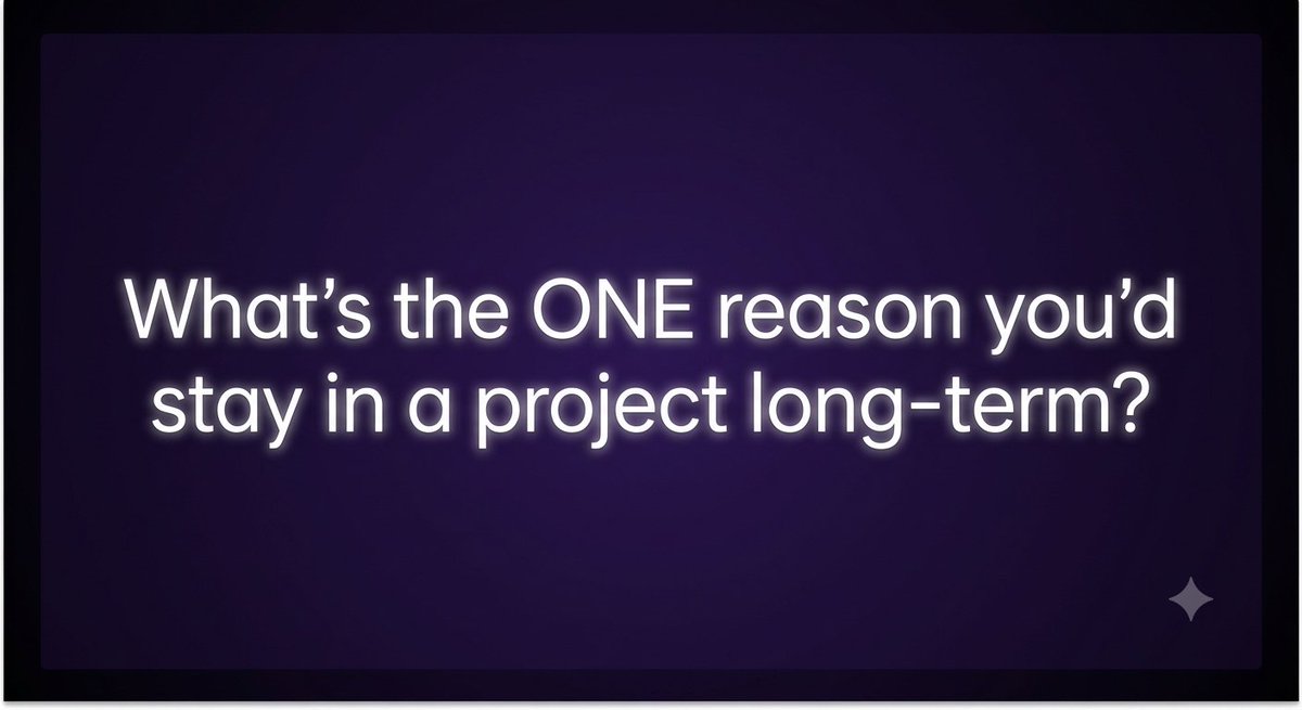 WhyCoinAF's tweet photo. Love the answers so far!
You're asking the right questions.
Let's take it further - what's the ONE reason you'd stay in a project long-term?
Drop it below. The best answer gets a shoutout in our next post.
#WHY #Solana #CryptoCommunity #AskFirst https://t.co/MjhAEkDN65