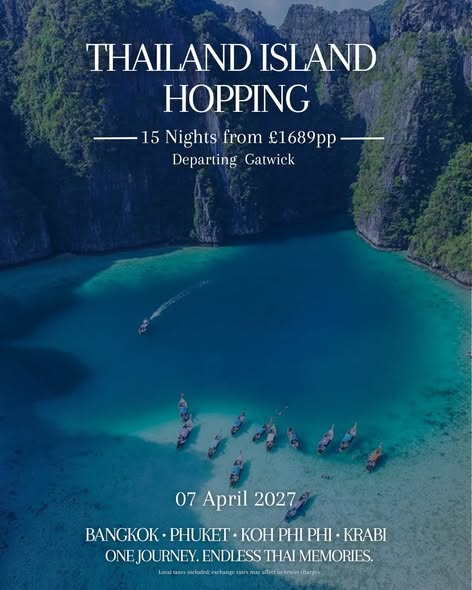JollyHolidays3's tweet photo. Thailand Island Hopping
One Journey. Endless Thai Memories.
15 Nights with Tours &amp; Ferries from £1689pp https://t.co/IsBiW3D4oC