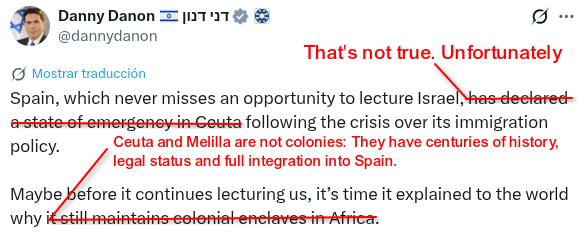 Spain4Israel's tweet photo. Mr Ambassador. Do not confuse the corrupt Spanish government with the Spanish nation.
Your misguided words give them the courage and ammunition to continue firing at the same target: Israel. https://t.co/idYzPuGRCT