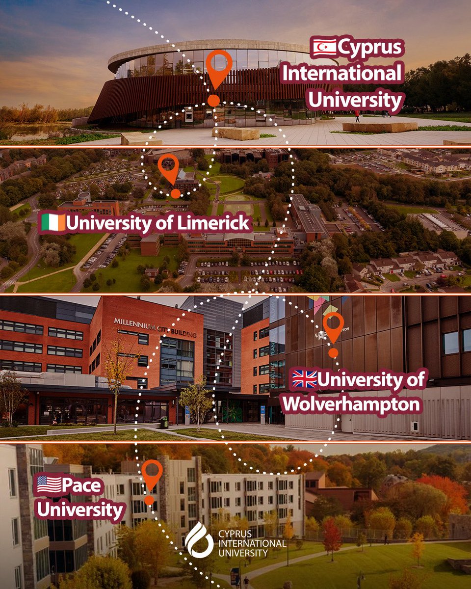 CIUOfficial's tweet photo. Eğitimini tek bir alanla sınırlama! 🌍🎓

🇮🇪 University of Limerick
🇬🇧 University of Wolverhampton
🇺🇸 Pace University https://t.co/08YugdwmL3