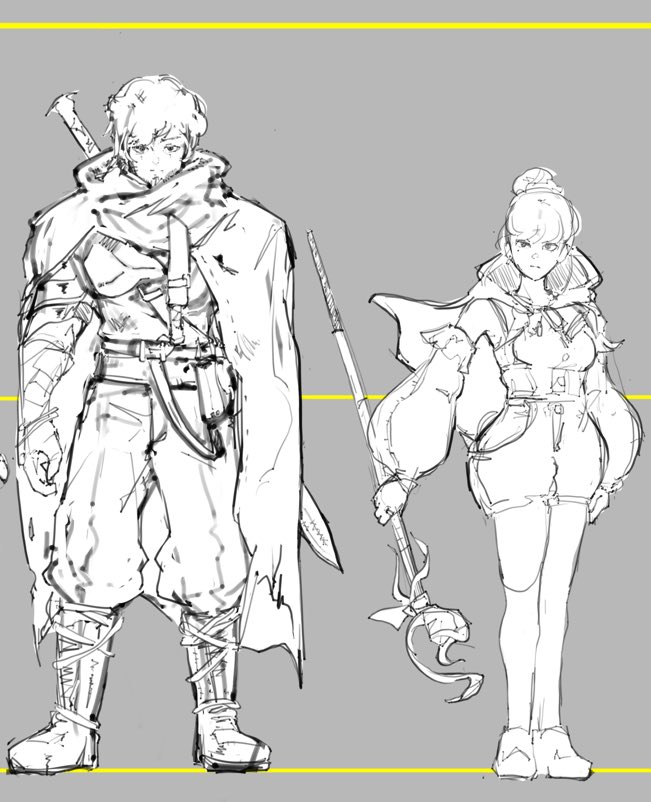 7913_Official's tweet photo. 主人公しぐさ
同じ題材で描いたキャラ達
片方はモブ、片方は主人公として描き分け https://t.co/HM167CDNmO