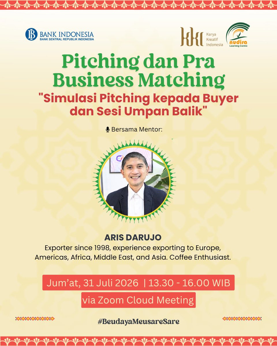 nudira_'s tweet photo. Pitching dan Pra Business Matching: "Simulasi Pitching kepada Buyer dan Sesi Umpan Balik" https://t.co/nwpsBiq4HT