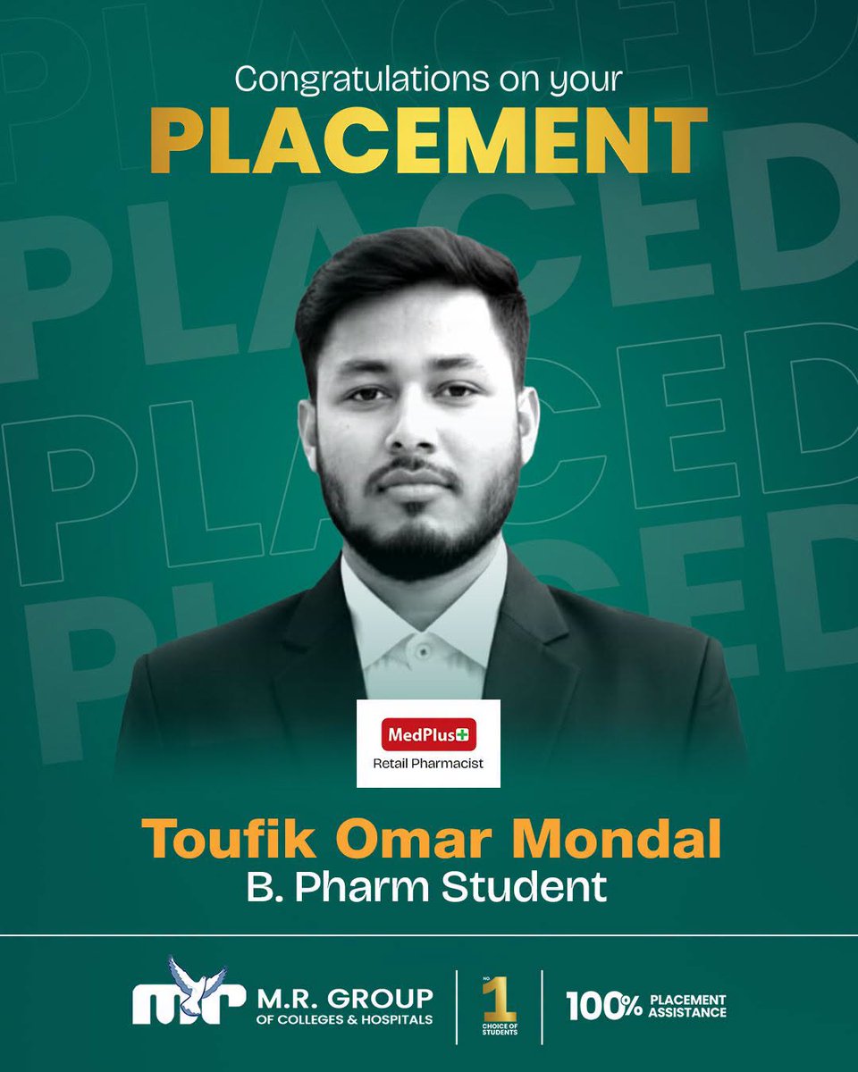 MRColleges's tweet photo. Another Milestone.Another Proud Moment..🎓🎊

We are thrilled to share that Toufik Omar Mondal has been selected as a Retail Pharmacist at MWe are thrilled to share that Toufik Omar Mondal has been selected as a Retail Pharmacist at M#mrgroupedPlus.

Congratulations, Toufik..💐🎓 https://t.co/CO8AZaftDt