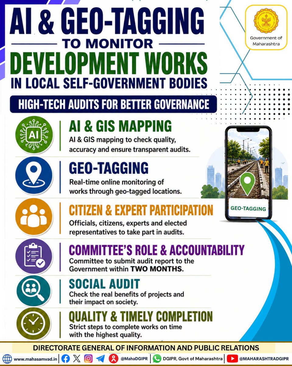 InfoNandurbar's tweet photo. Smarter governance with AI & Geo-Tagging—bringing greater transparency, accountability and quality to development works across Maharashtra.
#AIGovernance #GeoTagging #DigitalMaharashtra #GoodGovernance #SmartGovernance #GISMapping #TransparentGovernance #SocialAudit #MaharashtraGovt