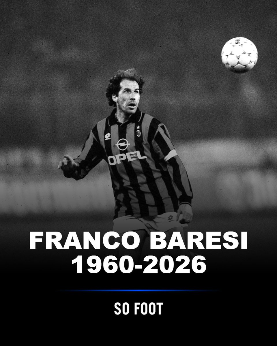 sofoot's tweet photo. Retour sur la carrière de Franco Baresi, légende du foot italien et de l'AC Milan, décédé à 66 ans. https://t.co/iXLZadDo6K