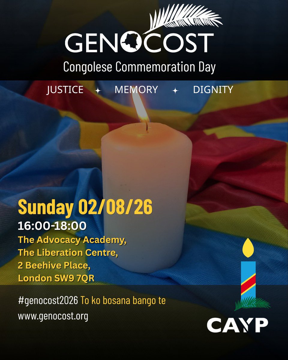 DKAYEMBE's tweet photo. The Congolese Memorial Day of commemoration will take place in 45 countries around the world; with plans underway this Sunday, 2nd of August, in London, where I will attend personally. Our appeal for remembrance on behalf of the victims in Dignity - Memory and Justice 
@Genocost @kam_kongo @DeboraK_RDC @Yakil