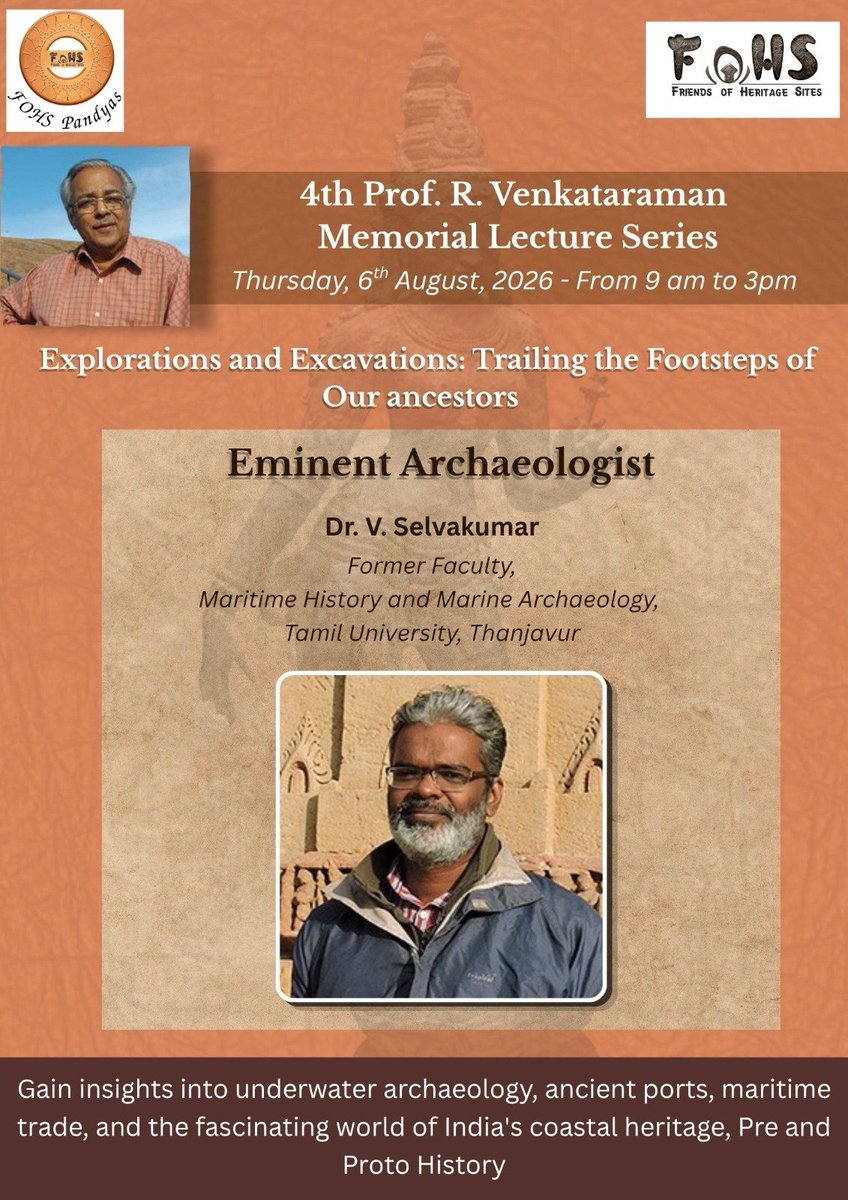 FoHSofficial's tweet photo. Gain insights into underwater archaeology, ancient ports, maritime trade and the fascinating world of India's coastal heritage, Pre and Proto History https://t.co/uxButflCkl