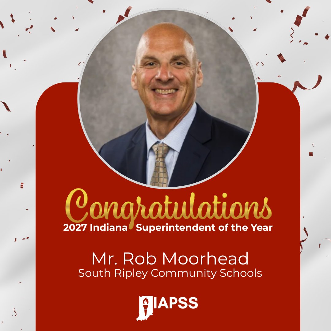 IAPSS_ORG's tweet photo. In case you missed it…
Earlier this week, we announced Mr. Rob Moorhead, Superintendent of South Ripley Community Schools, as our 2027 Indiana Superintendent of the Year. Mr. Moorhead will be among those in the running for the National Superintendent of the Year award in February. Congrats, Mr. Moorhead! Read the full media release here: https://t.co/12hou8Ovqn
#LeadIAPSS