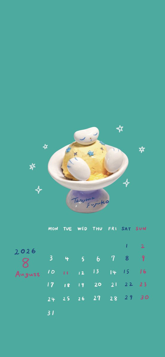 tatefuyu's tweet photo. 7月もおつかれさまでした！🌴

8月のカレンダーを作りました🍨
アイスクリームキメラです！
涼しげカラーにしました🧊
素敵な夏になりますように🌻

よろしければご利用ください！✨ https://t.co/icoZ6opOlf