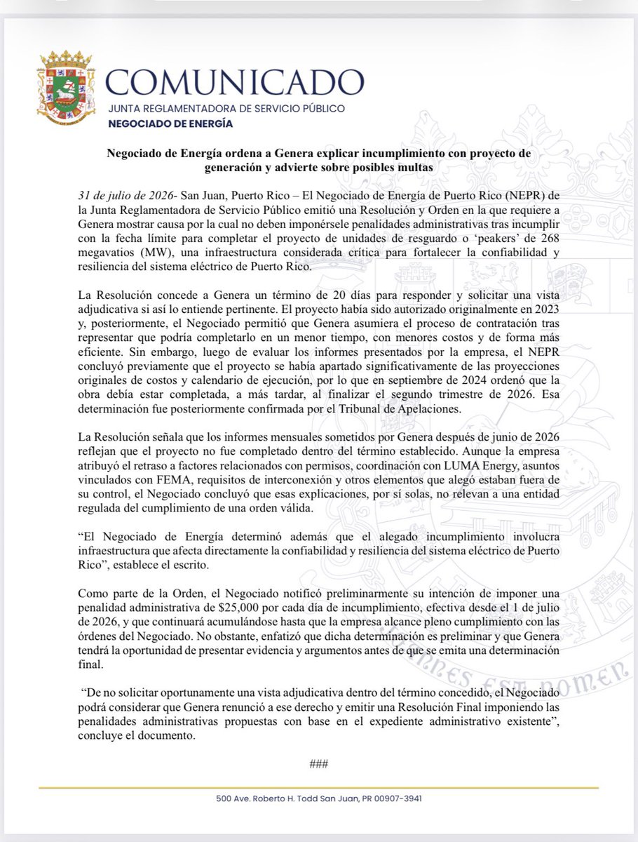 Negociado de Energía de Puerto Rico tweet media