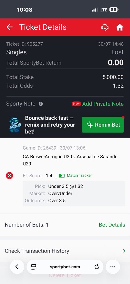 CURRENTGAD's tweet photo. @SportyBet  
Explain why you changed the original scores to what is in the app
Please pay me my money https://t.co/93L9U75IKK