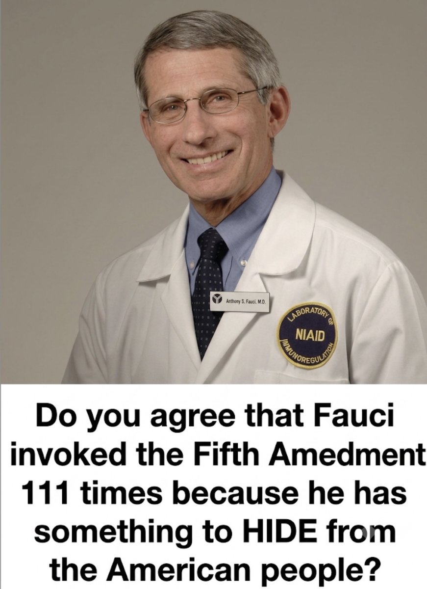 dimkovska88's tweet photo. ⚠️Do you agree that Fauci invoked the Fifth Amendment 111 times because he has something to HIDE from the American people? https://t.co/lPGxMJYX8S