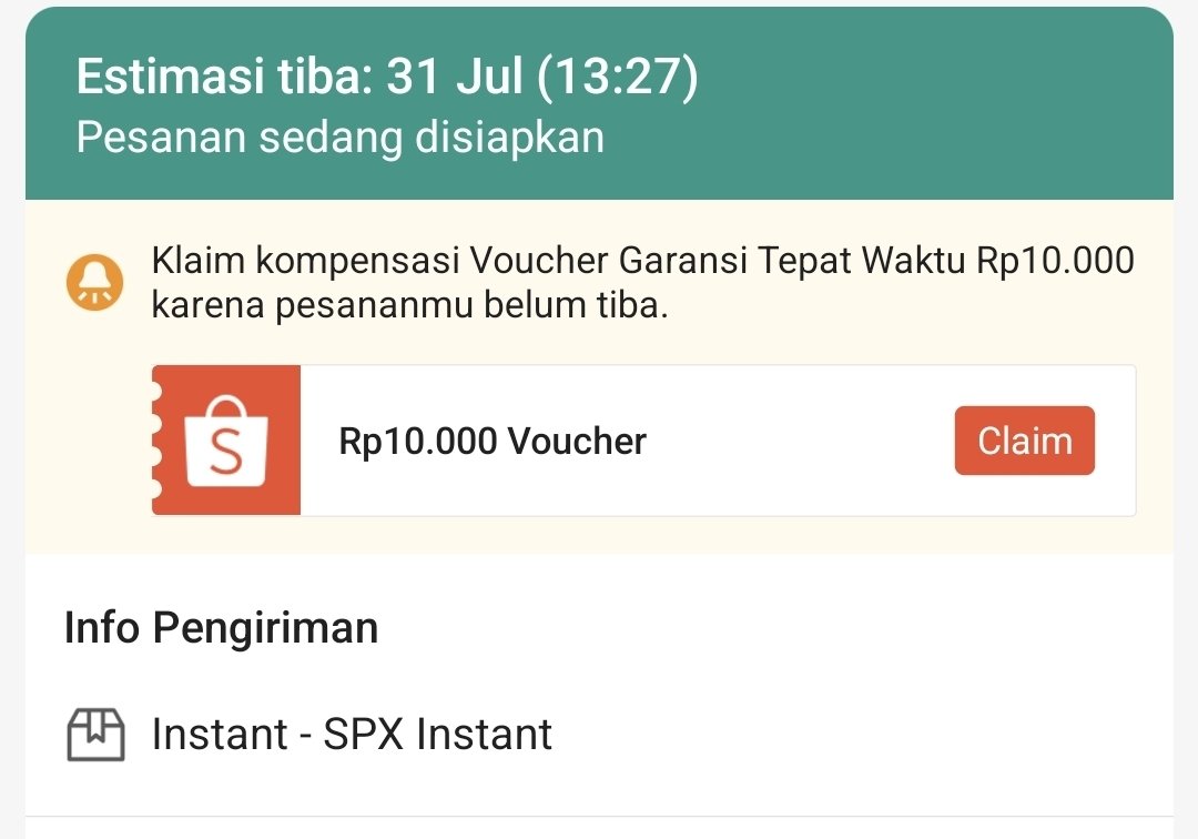 leejenooz's tweet photo. @ShopeeID 
saya pesen shopee instant jam 8 pagi, kok belum di kirim ya? https://t.co/gy7pPg6HsE