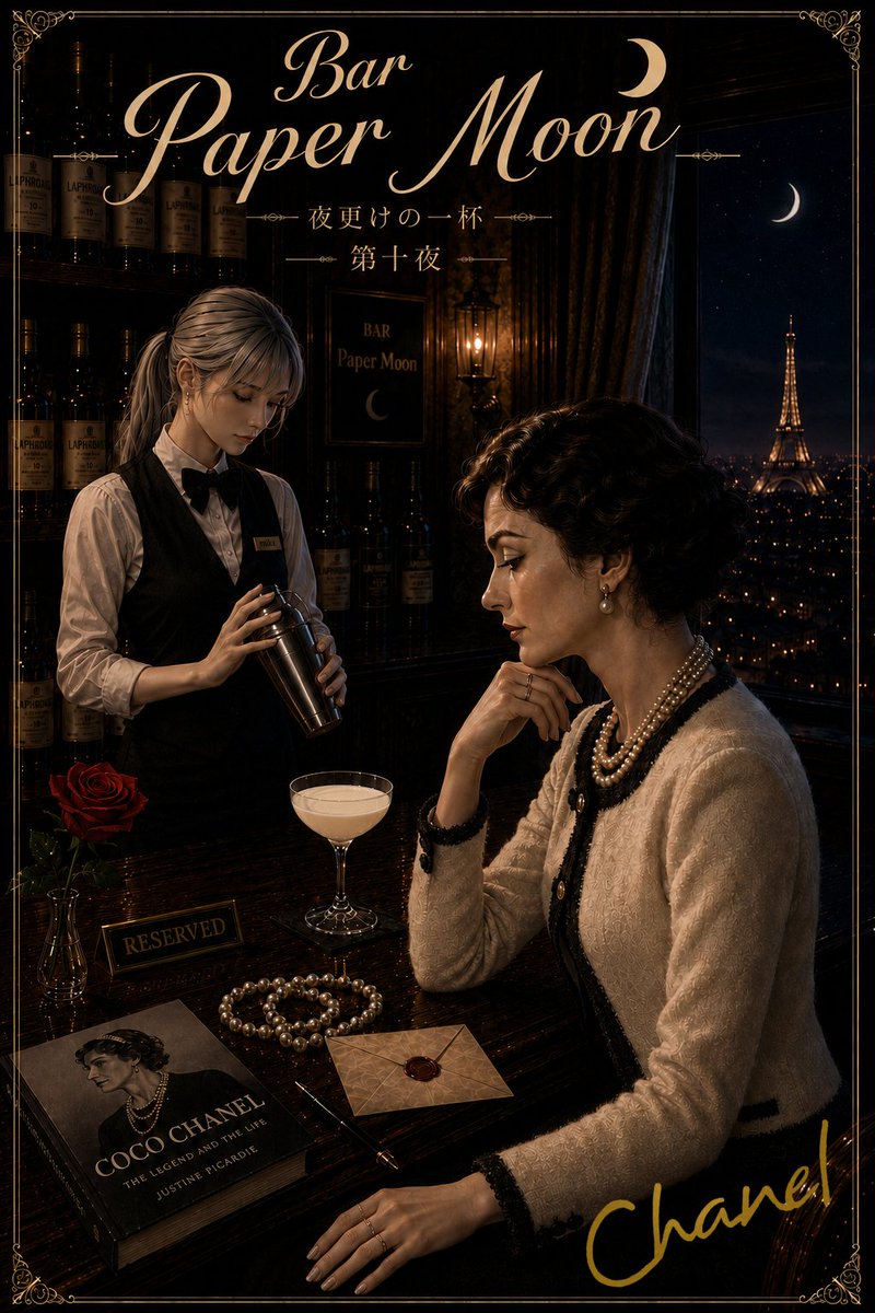 wanipo_ojisan's tweet photo. 🌙 Bar Paper Moon
今夜のお客様は、
ココ・シャネル様
飾ることより、
削ぎ落とすこと。
誰かになるためではなく、
自分であるために。
彼女が残したのは、
服ではなく、
生き方だったのかもしれません。
今夜の一杯
Coco Chanel
第10夜
黒を、美しさに変えた夜
#PaperMoon https://t.co/bAzGD4Y1x1