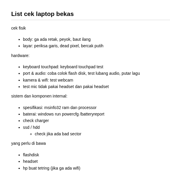 afrijaldz's tweet photo. kebetulan aku kemarin bikin list apa yang dicek buat cod laptop bekas https://t.co/ZI3lxEsgn8