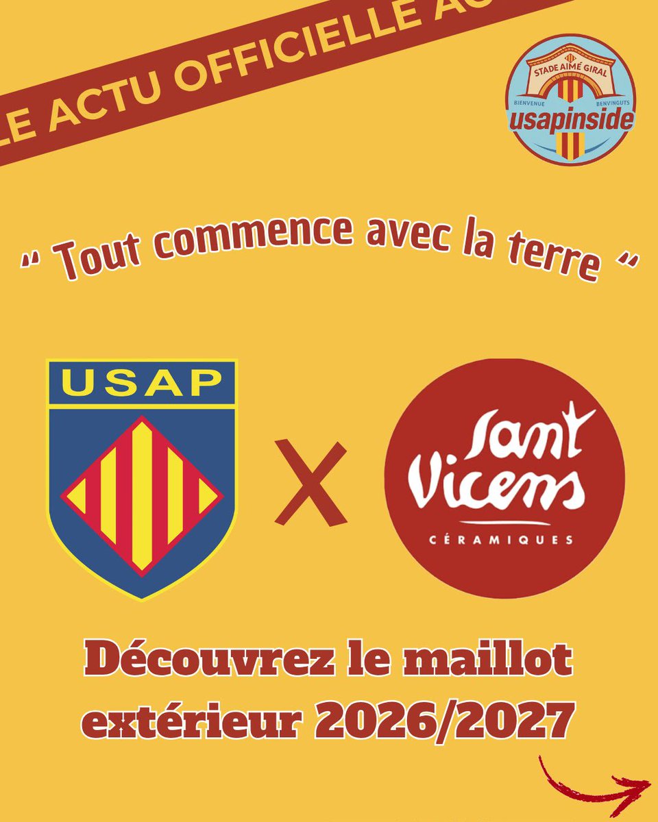 usapinside's tweet photo. 🔴 Le maillot "away" 2026/2027 est sorti !

Ce maillot signé Adidas, en collaboration avec Sant Vicens met en avant le savoir-faire catalan grâce à des motifs rappelant les céramiques et les œuvres typique de notre territoire ! 🟡

📸 @usap_officiel https://t.co/NNrVUuR3vn