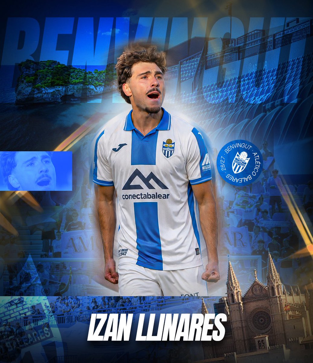 atleticbalears's tweet photo. Izan Llinares s’incorpora al CD Atlético Baleares per reforçar el carril balearico.

Amb 22 anys, arriba procedent del CD Alcoyano després de signar 5 gols i 6 assistències la passada temporada.

Extrem/carriler esquerrà, destaca per la seva velocitat, desequilibri i recorregut per banda.

Benvingut ! 🤍💙

 📲 https://t.co/HobA5QjNzz