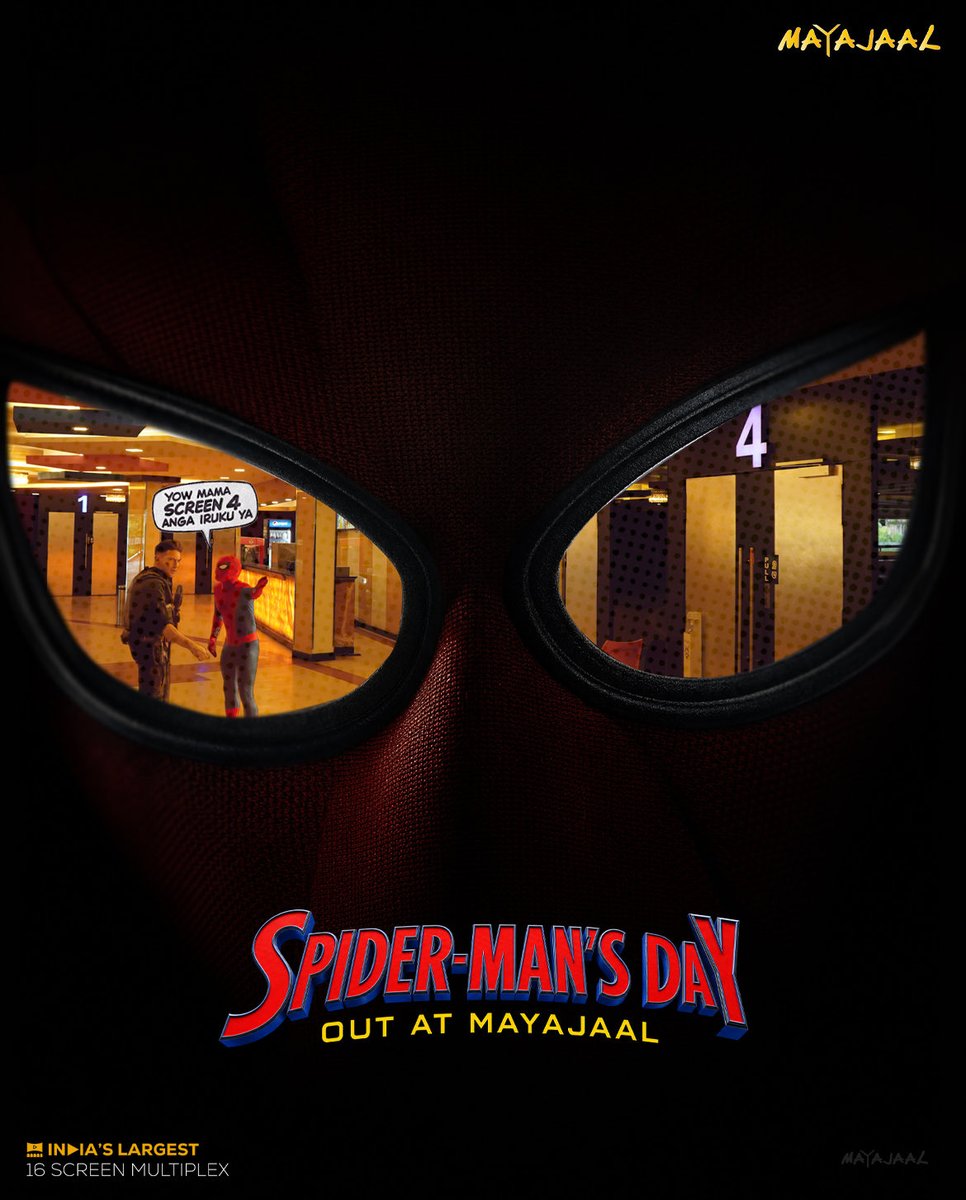 MayajaalECR's tweet photo. PoV: Spider man was just having his perfect day at #Mayajaal🕷️😎
🎟️ https://t.co/wpWyIQvtuw
#TomHolland #Zendaya #SadieSink #JacobBatalon #JonBernthal #TramellTillman #MichaelMando #MarkRuffalo #DestinDanielCretton #SpiderManBrandNewDay #SpiderMan #Marvel #MCU https://t.co/gJ9BqNANoT