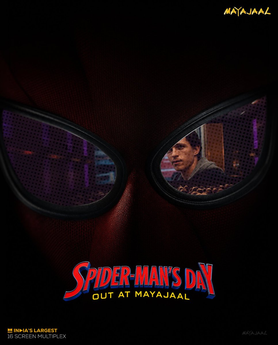 MayajaalECR's tweet photo. PoV: Spider man was just having his perfect day at #Mayajaal🕷️😎
🎟️ https://t.co/wpWyIQvtuw
#TomHolland #Zendaya #SadieSink #JacobBatalon #JonBernthal #TramellTillman #MichaelMando #MarkRuffalo #DestinDanielCretton #SpiderManBrandNewDay #SpiderMan #Marvel #MCU https://t.co/gJ9BqNANoT