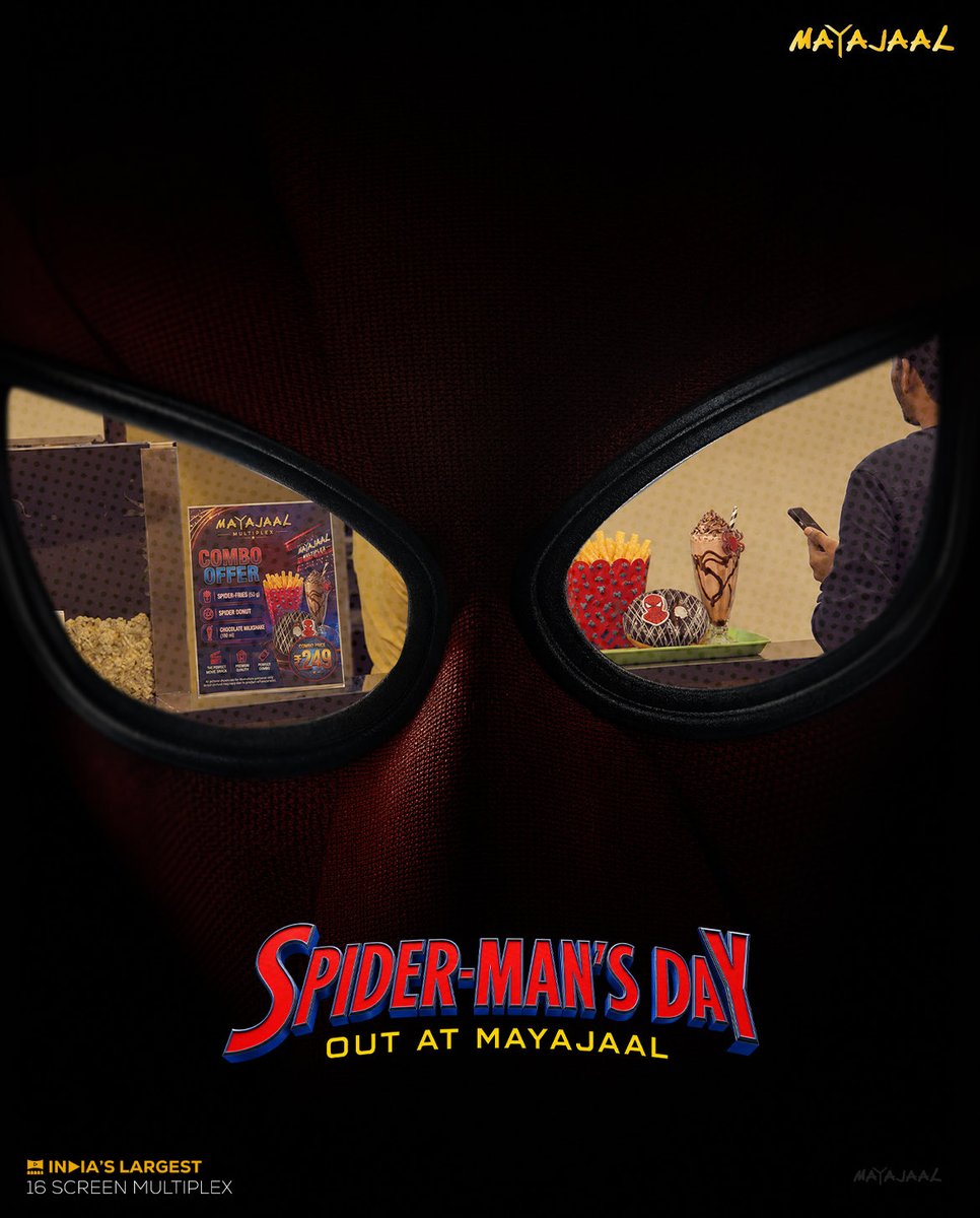 MayajaalECR's tweet photo. PoV: Spider man was just having his perfect day at #Mayajaal🕷️😎
🎟️ https://t.co/wpWyIQvtuw
#TomHolland #Zendaya #SadieSink #JacobBatalon #JonBernthal #TramellTillman #MichaelMando #MarkRuffalo #DestinDanielCretton #SpiderManBrandNewDay #SpiderMan #Marvel #MCU https://t.co/gJ9BqNANoT