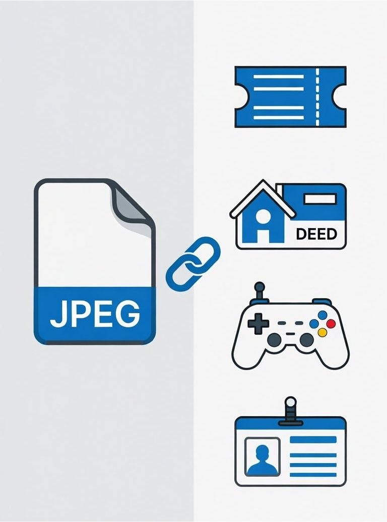 dinxbt's tweet photo. NFTs aren't jpegs. They're programmable ownership.

Ticketing, real estate deeds, gaming items, loyalty points, IP rights anything unique and verifiable can live on-chain now.

The "profile picture" era was just the demo. https://t.co/jrB5F67Gbh