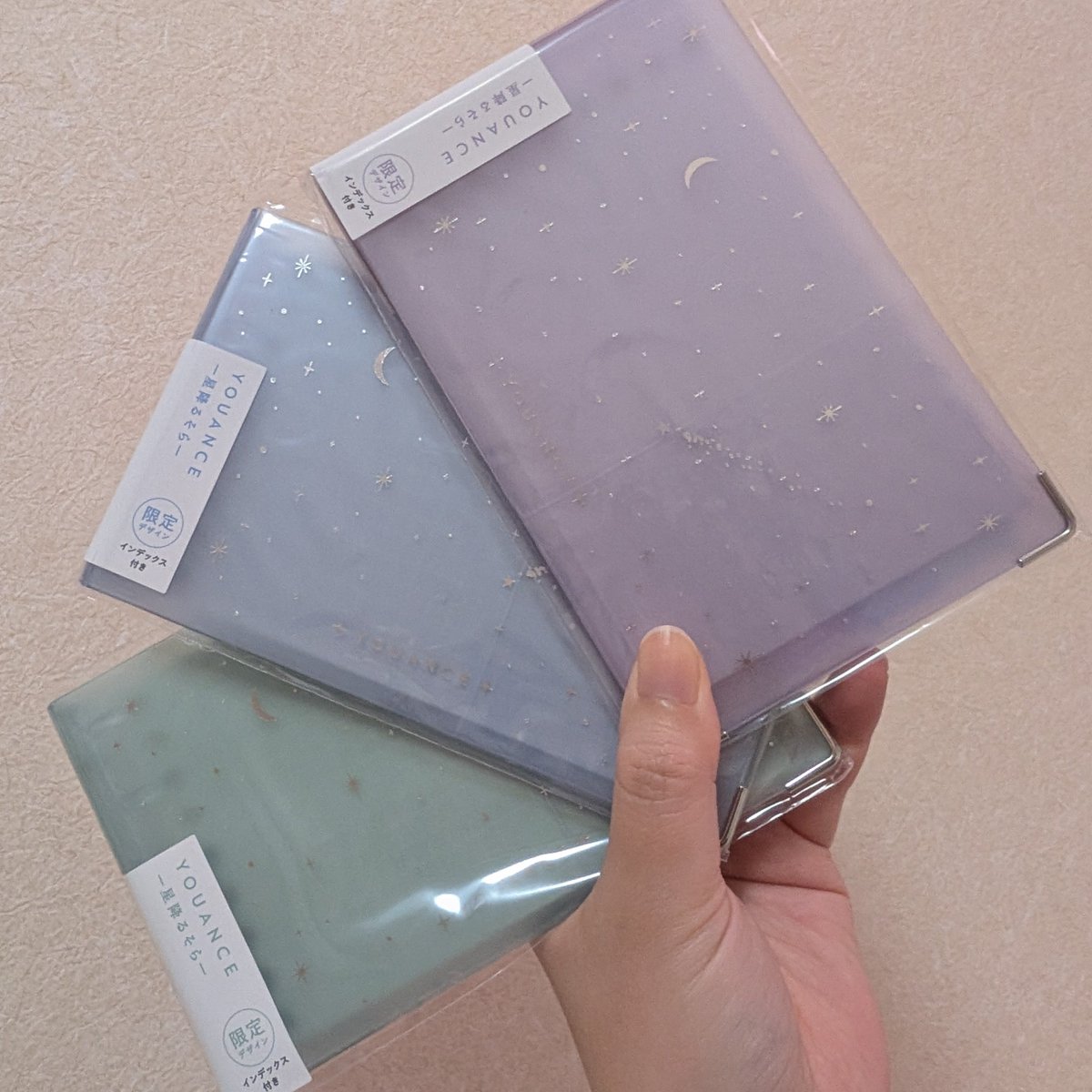 lunanaruse's tweet photo. マルマンのユアンス限定星降るそらシリーズ、やっと本命のA5買えました…！
色選べなさすぎてコンプしちゃった
なにに使おうかな？
わくわく♡ https://t.co/rFHZc89l8l