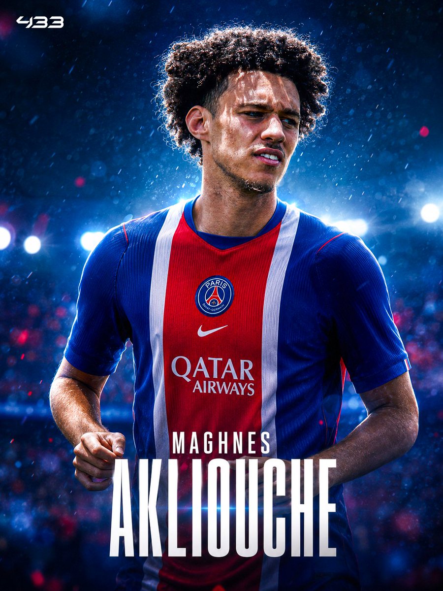 433's tweet photo. 🚨 𝐁𝐑𝐄𝐀𝐊𝐈𝐍𝐆: 𝐀𝐊𝐋𝐈𝐎𝐔𝐂𝐇𝐄 𝐉𝐎𝐈𝐍𝐒 𝐏𝐒𝐆 ✔️

A total agreement has been reached between Monaco and PSG for a fee of €50M, according to @FabriceHawkins 🤝

Akliouche will sign a five-year contract in Paris ✍️ https://t.co/hygF7G7sUW