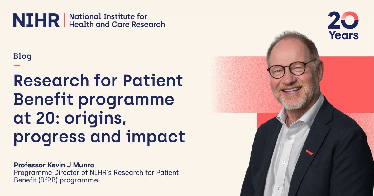 NIHRresearch's tweet photo. This year marks 20 years of the NIHR, and 2 decades of our Research for Patient Benefit (RfPB) programme! 🎉

Since 2006, RfPB has funded low-cost, high-impact research that improves people's health and care, while championing regionality, building research capacity, and supporting early-career researchers and under-represented disciplines.

Read more in our latest blog ➡️ https://t.co/GAdUzqGAH7

#NIHR20 #HealthResearch #ResearchImpact